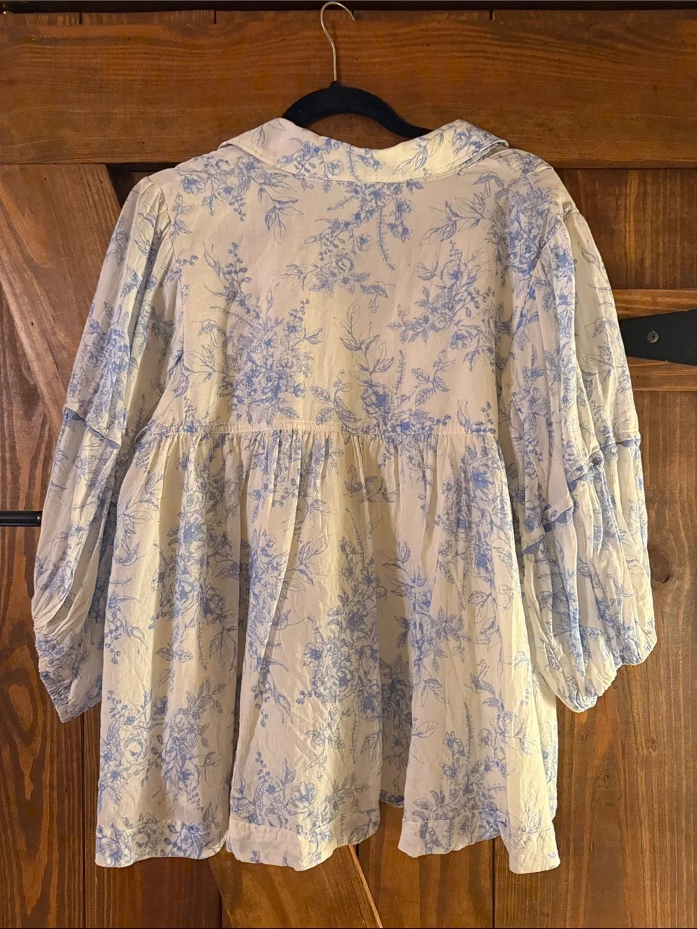 Relaxed Blue Floral Tunic Blouse by Love Sam - Picture 4 of 4